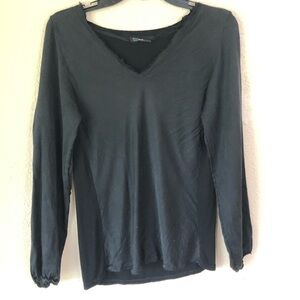 ITALIAN Black Silk Blouse Top SHIRT S